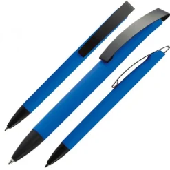 Długopis plastikowy soft touch BRESCIA / Niebieski 009904