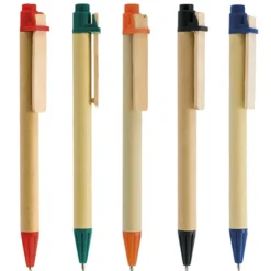Długopis tekturowy z drewnianym klipsem / Recypen / Czarny IP13127411