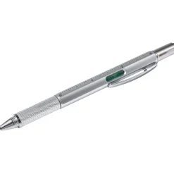 Długopis wielofunkcyjny, linijka, poziomica, touch pen / Srebrny V1919-32