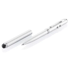Długopis 4 w 1, touch pen, wskaźnik laserowy, latarka / Srebrny P327.102
