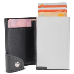 Etui na karty RFID z portfelem / Czarny / srebrny LT92190-N0205