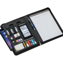 Folder A4 z notatnikiem w linie i kieszenią na tablet GASPARE / Czarny 2063003