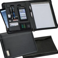 Folder A4 z notatnikiem w linie i kieszenią na tablet ISAIAH / Czarny 2063603