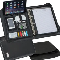 Folder A4 z notatnikiem w linie i segregatorem LUCIANA / Czarny 2063703