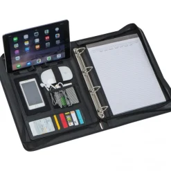 Folder A4 z notatnikiem w linie i segregatorem LUCIANA / Czarny 2063703