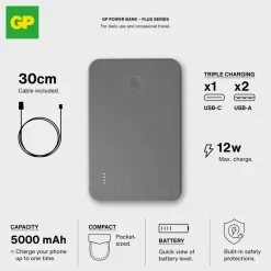 GP B+ Series Powerbank 5000 mAh / Czarny LT45101-N0002