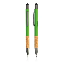 Gumowany długopis z aluminium i korka z funkcją touch / Merge / Czarny IP13155011