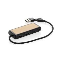 Hub USB, plastik z recyklingu / Czarny P308.5601