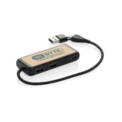Hub USB, plastik z recyklingu / Czarny P308.5601