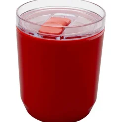 Hudson kubek z podwójnymi ściankami o pojemności 180 ml wykonany z tworzyw sztucznych pochodzących z recyklingu / Czerwony 10085221