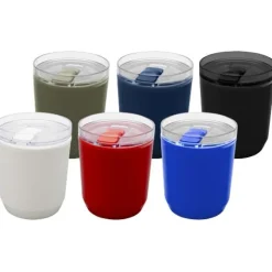 Hudson kubek z podwójnymi ściankami o pojemności 180 ml wykonany z tworzyw sztucznych pochodzących z recyklingu / Granatowy 10085255