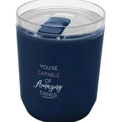 Hudson kubek z podwójnymi ściankami o pojemności 180 ml wykonany z tworzyw sztucznych pochodzących z recyklingu / Granatowy 10085255