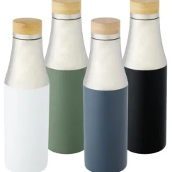 Hulan miedziana, próżniowo izolowana butelka o pojemności 540 ml z bambusową pokrywką / Bladoniebieski 10066750