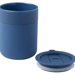 Java kubek ceramiczny z silikonową osłoną i plastikową pokrywką 330 ml / Niebieski 10080852