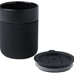Java kubek ceramiczny z silikonową osłoną i plastikową pokrywką 330 ml / Czarny 10080890