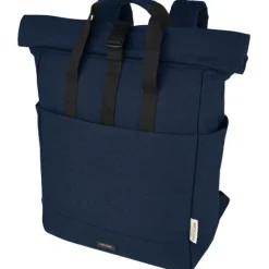 Joey 15-calowy plecak na laptopa z płótna z recyklingu z certyfikatem GRS o pojemności 15 l / Granatowy 12067855