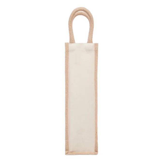 Jutowa torba na wino/1 butelka / Beżowy MO6258-13