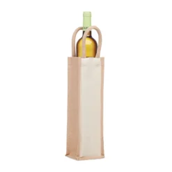 Jutowa torba na wino/1 butelka / Beżowy MO6258-13
