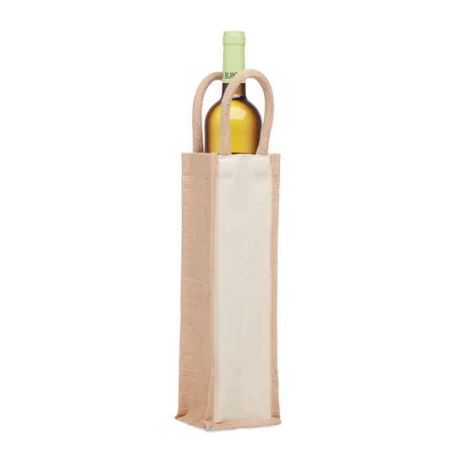 Jutowa torba na wino/1 butelka / Beżowy MO6258-13
