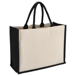 Jutowo-bawełniana torba na ramię OEKO-TEX® 42,5 x 19 x 32 cm 320 g/m² / Czarny LT95373-N0002