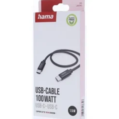 Kabel do ładowania Hama 100W / Czarny VH018-03