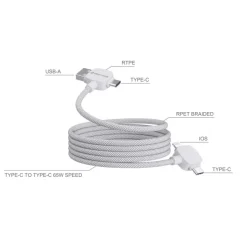 Kabel do ładowania i synchronizacji Urban Vitamin Stockton 65W / Biały P302.7103
