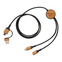 Kabel do ładowania 6 w 1 Ohio, plastik z recyklingu / Czarny P302.861