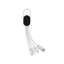 Kabel do ładowania 4 w 1 z karabińczykiem / Biały P302.073