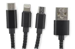 Kabel USB 3 w 1 LUX / Czarny 09119-02