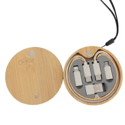 Kabel 4w1 w drewnianej obudowie, LH-ZM01 / Beżowy EG059313