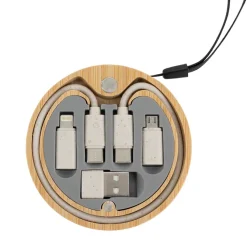 Kabel 4w1 w drewnianej obudowie, LH-ZM01 / Beżowy EG059313