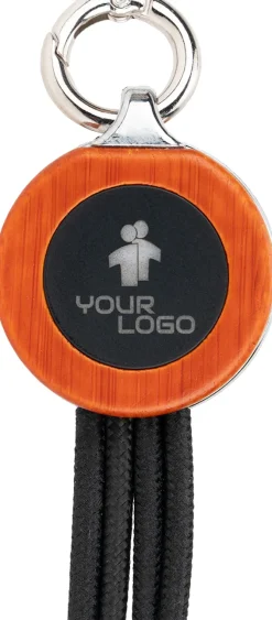 Kabel 3 w 1 z podświetlanym logo w drewnianej obudowie / Beżowy EG061213