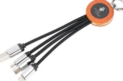 Kabel 3 w 1 z podświetlanym logo w drewnianej obudowie / Beżowy EG061213