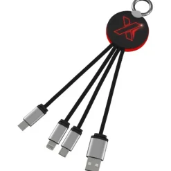 Kabel z podświetlonym logo 3w1 z brelokiem - SCX.design C16 / Czerwony 2PX00221