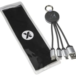 Kabel z podświetlonym logo 3w1 z brelokiem - SCX.design C16 / Czerwony 2PX00221