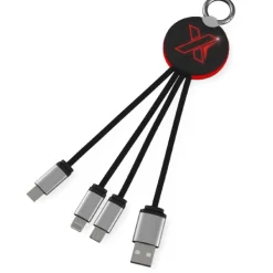 Kabel z podświetlonym logo 3w1 z brelokiem - SCX.design C16 / Czerwony 2PX00221