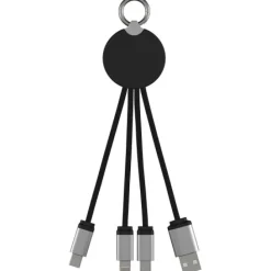 Kabel z podświetlonym logo 3w1 z brelokiem - SCX.design C16 / Czarny 2PX00290