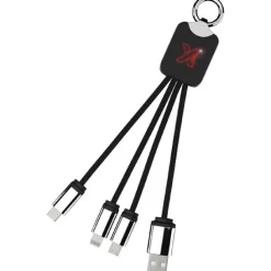 Kabel z podświetlonym logo 3w1 z brelokiem - SCX.design C15 / Czerwony 2PX00121
