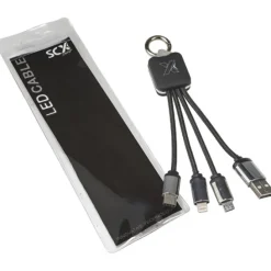Kabel z podświetlonym logo 3w1 z brelokiem - SCX.design C15 / Czerwony 2PX00121