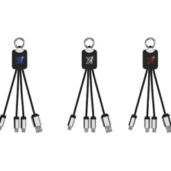 Kabel z podświetlonym logo 3w1 z brelokiem - SCX.design C15 / Czerwony 2PX00121