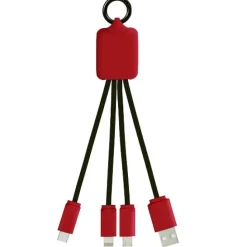 Kabel z podświetlonym logo 3w1 z brelokiem - SCX.design C15 / Mid red 2PX00191