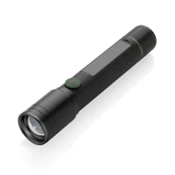 Kieszonkowa latarka Gear X, ładowana przez USB, aluminium z recyklingu / Czarny P513.901