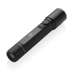 Kieszonkowa latarka Gear X, ładowana przez USB, aluminium z recyklingu / Czarny P513.901