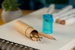 Kredki drewniane 6 kolorów BECKY w pudełku z recyklingu / Niebieski 113204