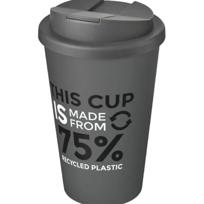 Kubek Americano® Eco z recyklingu o pojemności 350 ml z pokrywą odporną na zalanie / Szary 21042508
