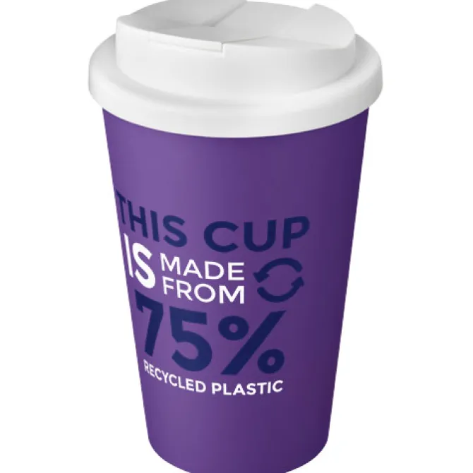 Kubek Americano® Eco z recyklingu o pojemności 350 ml z pokrywą odporną na zalanie / Limonka 21042509