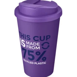 Kubek Americano® Eco z recyklingu o pojemności 350 ml z pokrywą odporną na zalanie / Fioletowy 21042506