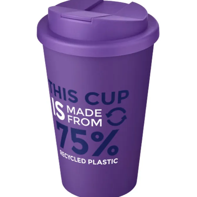 Kubek Americano® Eco z recyklingu o pojemności 350 ml z pokrywą odporną na zalanie / Fioletowy 21042506