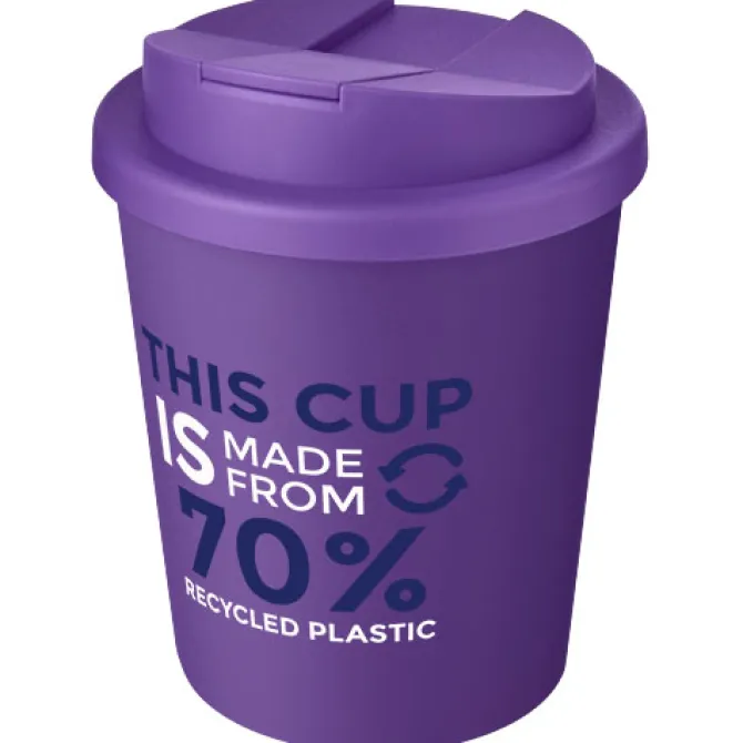 Kubek Americano® Espresso Eco z recyklingu o pojemności 250 ml z pokrywą odporną na zalanie / Czerwony 21045591