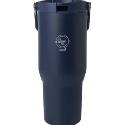 Kubek Bronx o pojemności 900 ml, z izolacją próżniową, wykonany ze recyklingowanej stali nierdzewnej z certyfikatem RCS i z miedzi, z wielofukncyjną zakrętką / Granatowy 10086455